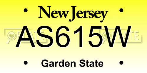 AS615W New Jersey License Plate