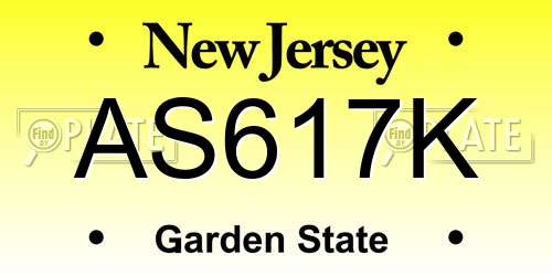 AS617K New Jersey License Plate
