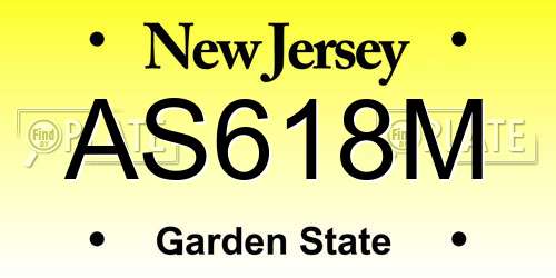 AS618M New Jersey License Plate