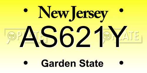 AS621Y New Jersey License Plate