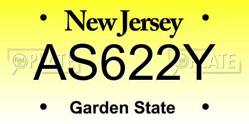 AS622Y New Jersey License Plate