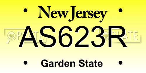 AS623R New Jersey License Plate