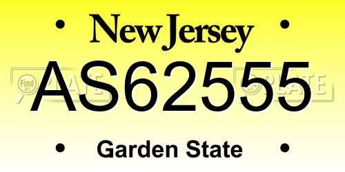 AS62555 New Jersey License Plate