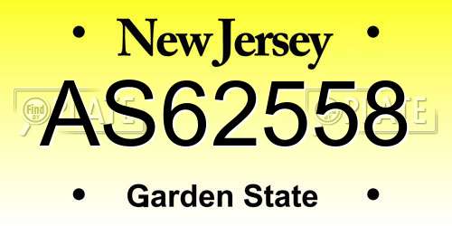 AS62558 New Jersey License Plate