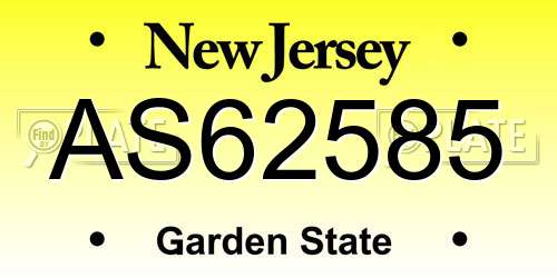 AS62585 New Jersey License Plate