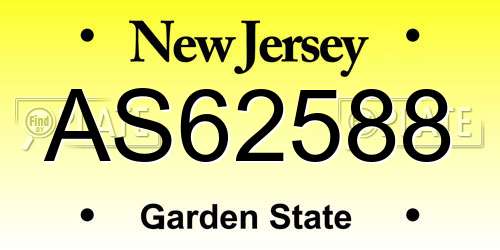 AS62588 New Jersey License Plate