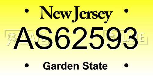 AS62593 New Jersey License Plate