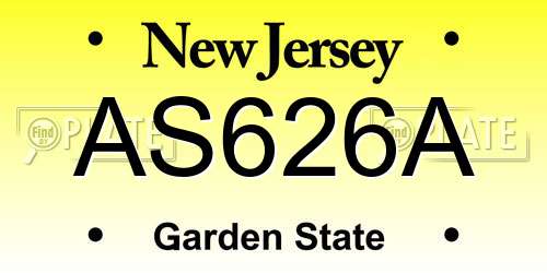 AS626A New Jersey License Plate