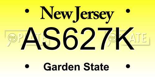 AS627K New Jersey License Plate