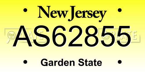 AS62855 New Jersey License Plate
