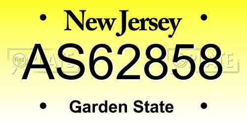 AS62858 New Jersey License Plate