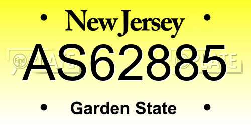 AS62885 New Jersey License Plate
