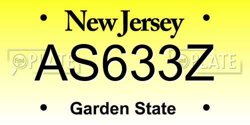 AS633Z New Jersey License Plate