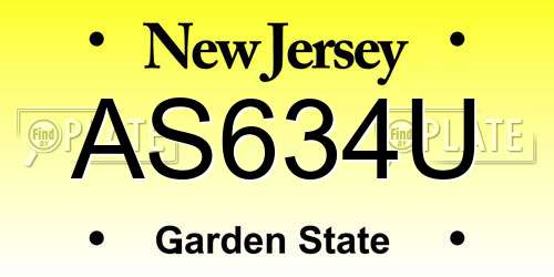 AS634U New Jersey License Plate