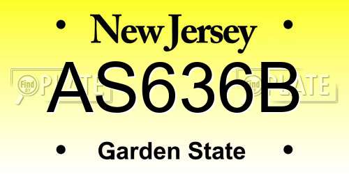 AS636B New Jersey License Plate