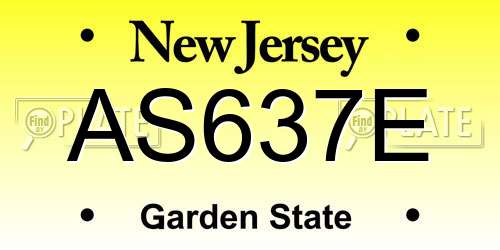 AS637E New Jersey License Plate