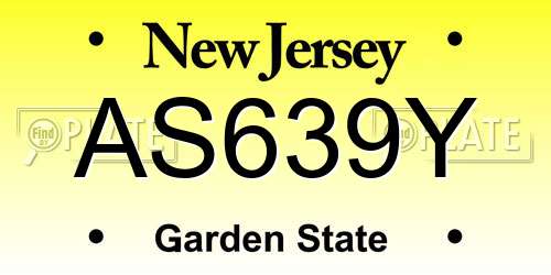 AS639Y New Jersey License Plate