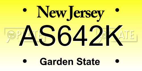 AS642K New Jersey License Plate