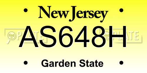 AS648H New Jersey License Plate