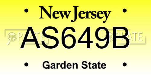 AS649B New Jersey License Plate