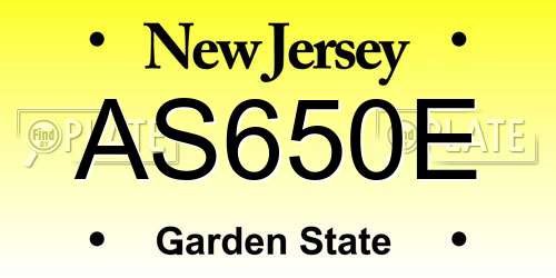 AS650E New Jersey License Plate