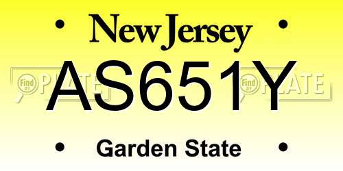 AS651Y New Jersey License Plate