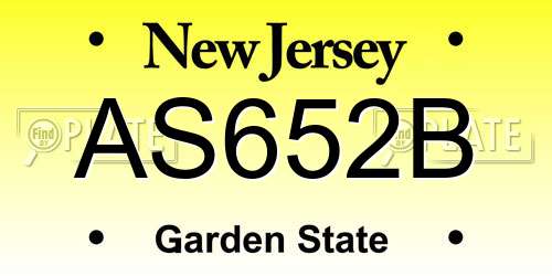 AS652B New Jersey License Plate