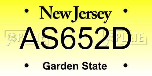 AS652D New Jersey License Plate