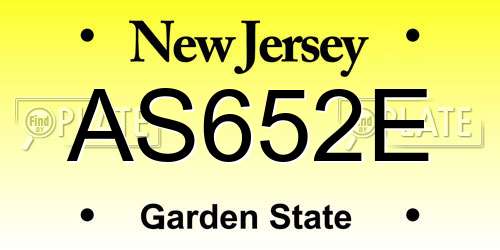 AS652E New Jersey License Plate