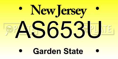 AS653U New Jersey License Plate