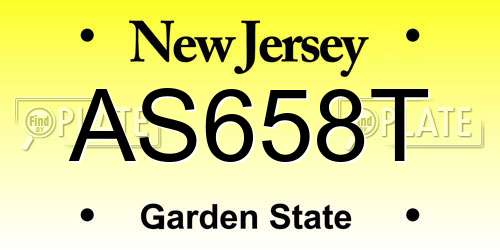 AS658T New Jersey License Plate