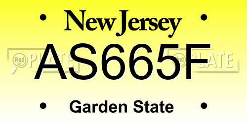 AS665F New Jersey License Plate