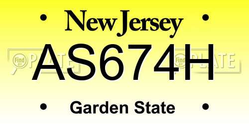 AS674H New Jersey License Plate