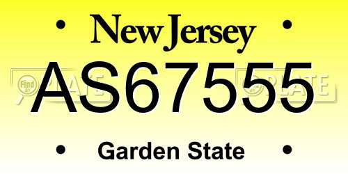 AS67555 New Jersey License Plate