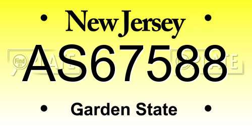 AS67588 New Jersey License Plate