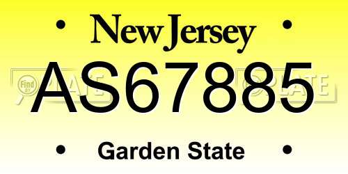 AS67885 New Jersey License Plate