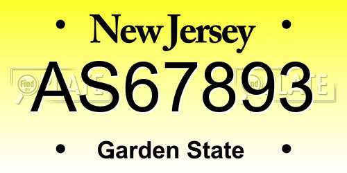 AS67893 New Jersey License Plate