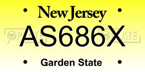 AS686X New Jersey License Plate