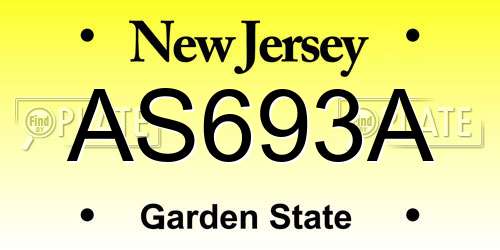 AS693A New Jersey License Plate