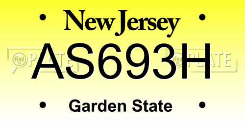 AS693H New Jersey License Plate