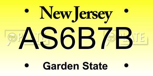 AS6B7B New Jersey License Plate