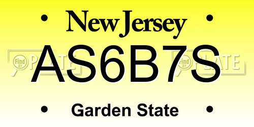 AS6B7S New Jersey License Plate
