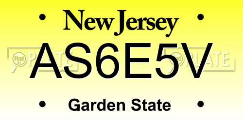 AS6E5V New Jersey License Plate