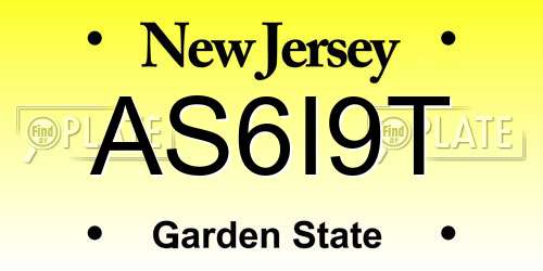 AS6I9T New Jersey License Plate
