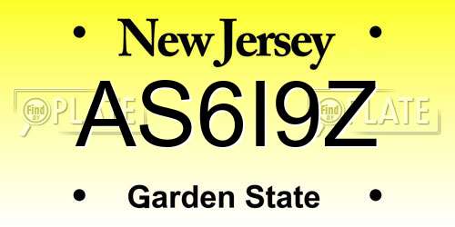 AS6I9Z New Jersey License Plate