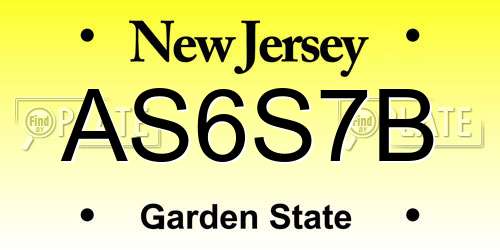 AS6S7B New Jersey License Plate