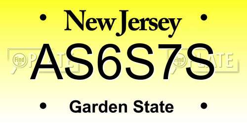 AS6S7S New Jersey License Plate