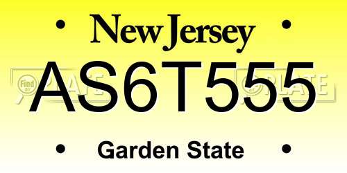 AS6T555 New Jersey License Plate