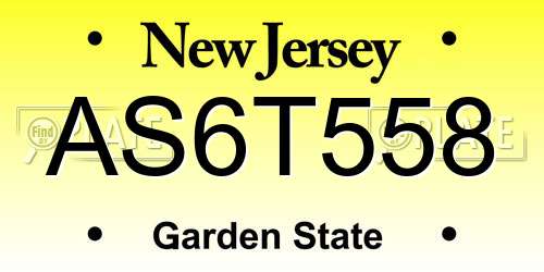 AS6T558 New Jersey License Plate