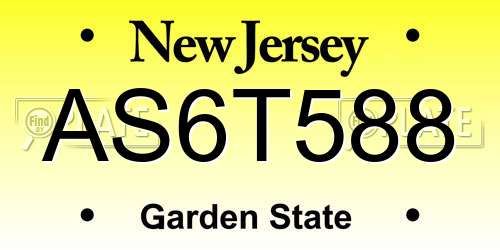 AS6T588 New Jersey License Plate